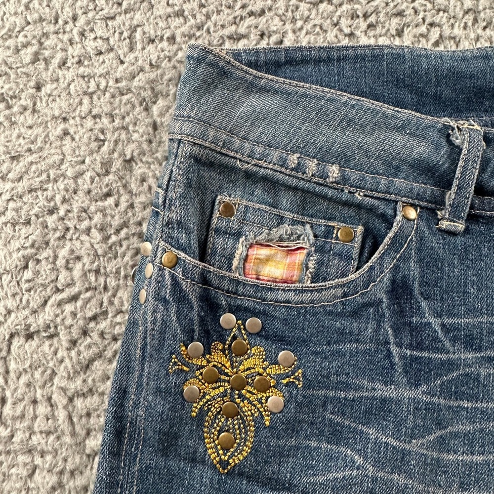 Reformation Vintage Denim Cutoff Shorts Womens 28 Oak Distressed Studded - Picture 2 of 11